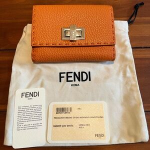 Fendi Peekaboo Medium Wallet in Orange Selleria Leather - EUC!
